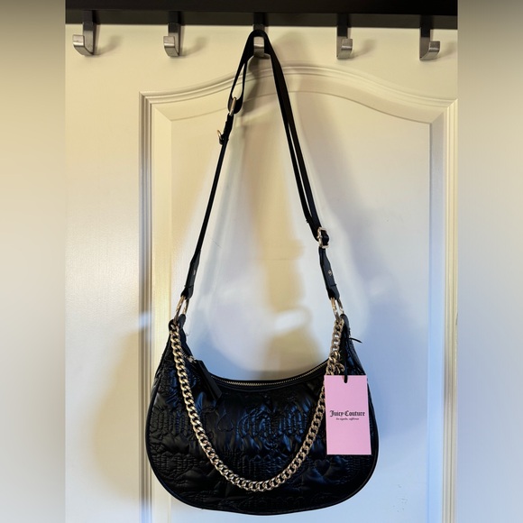 Juicy Couture Juicy Puff Half Moon Xbody Shoulder Bag Black NWT - Picture 3 of 4